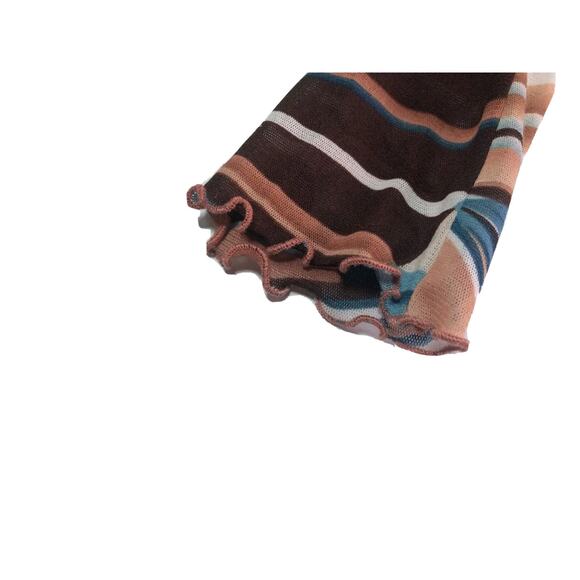 Moa Moa Size Large Geometric V-neck Top 90s Lettuce Edge Trim 3/4 Length Sleeve - Picture 6 of 7